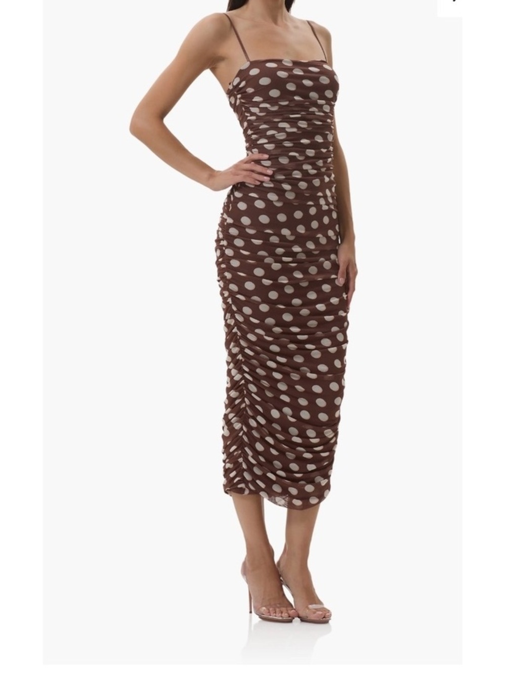 AFRM Hazel Ruched Mesh Midi Dress-XS
